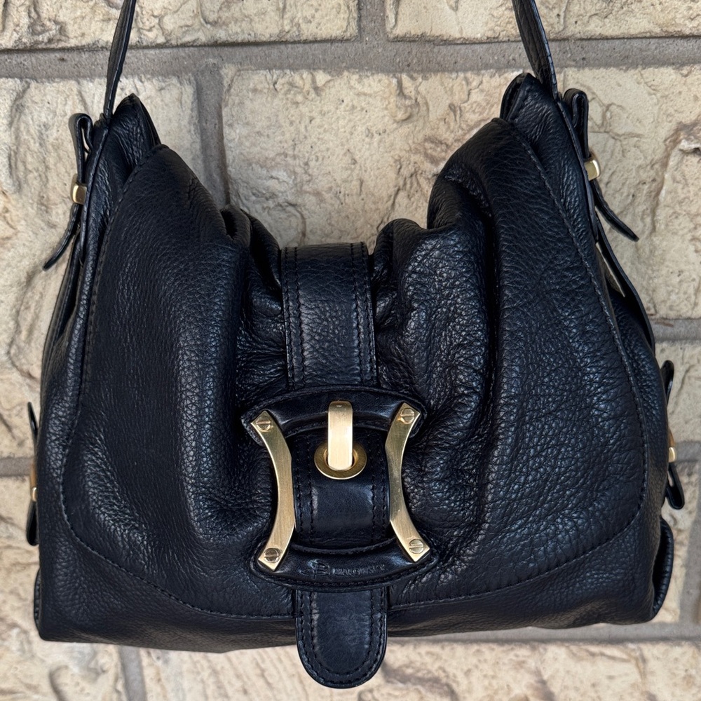 B MAKOWSKY large Leather Shoulder Bag Hobo Bag Gold Hardware Bow Shape - Picture 4 of 16